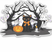Spooky Paws & Pumpkin Halloween Nights Classic T-S Sticker (Voorkant)