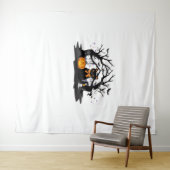 Spooky Paws & Pumpkin Halloween Nights Classic T-S Wandkleed (In Situ (horizontaal))