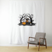 Spooky Paws & Pumpkin Halloween Nights Classic T-S Wandkleed (In situ)