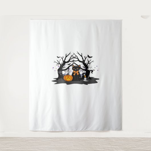 Spooky Paws & Pumpkin Halloween Nights Classic T-S Wandkleed (Voorkant)