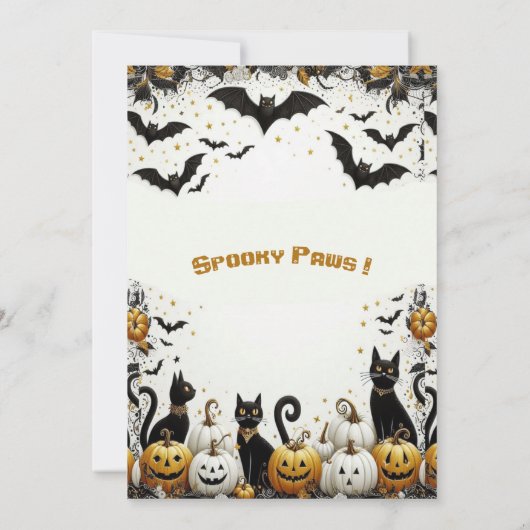 Spooky Paws Up Pet Kostuum Halloween Pumpkin Party Kaart (Achterkant)