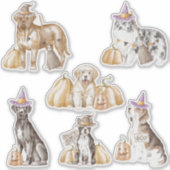 Spooky Paws Witchy Dogs Halloween Sticker Blad (Voorkant)