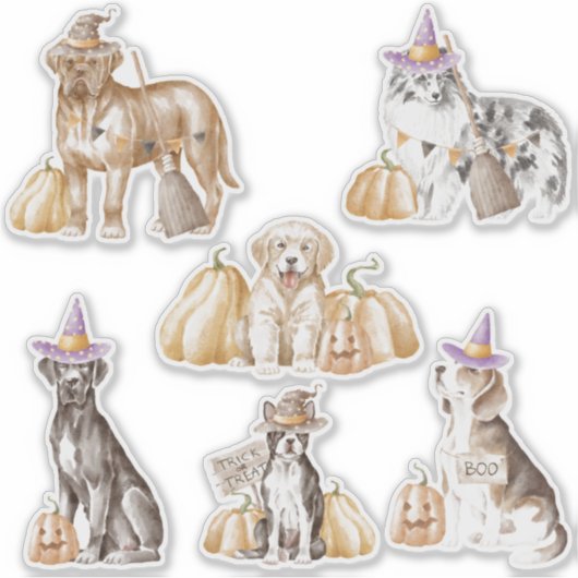 Spooky Paws Witchy Dogs Halloween Sticker Blad (Voorkant)