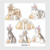 Spooky Paws Witchy Dogs Halloween Sticker Blad (Vel)
