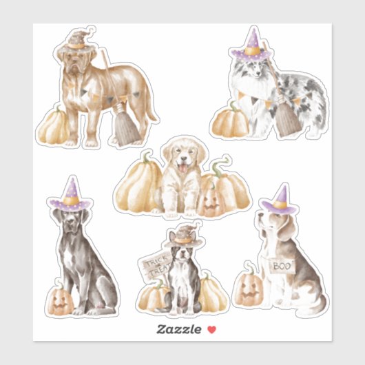 Spooky Paws Witchy Dogs Halloween Sticker Blad (Vel)