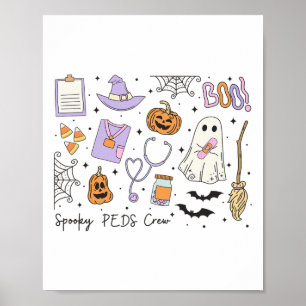 Spooky Peds Crew Halloween Pumpkin Pediatrics Hall Poster