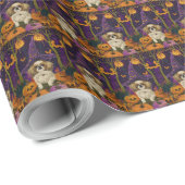 Spooky pekinees hond Halloween heks en pompoen Cadeaupapier (Rol Hoek)