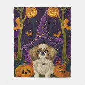 Spooky pekinees hond Halloween heks en pompoen Fleece Deken (Voorkant)