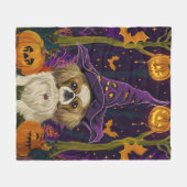 Spooky pekinees hond Halloween heks en pompoen Fleece Deken (Voorkant (Horizontaal))