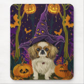 Spooky pekinees hond Halloween heks en pompoen Muismat (Voorkant)