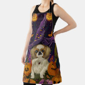 Spooky pekinees hond Halloween heks en pompoen Schort (Insitu)