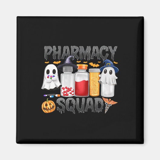 Spooky Pharmacy Squad Ghost Pills Apotheker Tech Magneet (Voorkant)