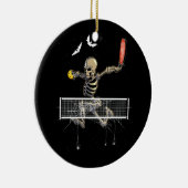 Spooky Pickleball Skelet Speler Fan Halloween Pi Keramisch Ornament (Rechts)