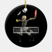 Spooky Pickleball Skelet Speler Fan Halloween Pi Keramisch Ornament (Achterkant)