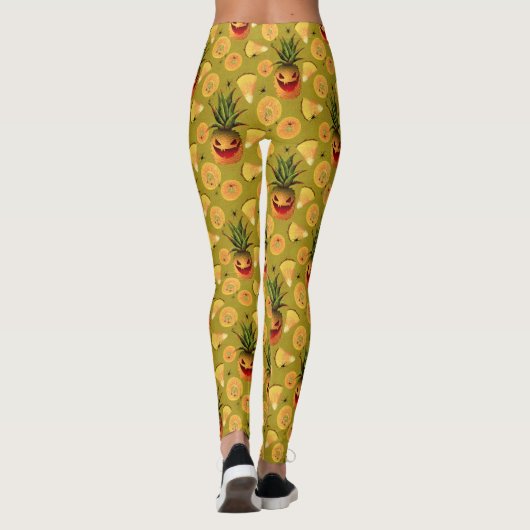 Spooky Pineapple Halloween Fun Yellow Leggings (Achterkant)