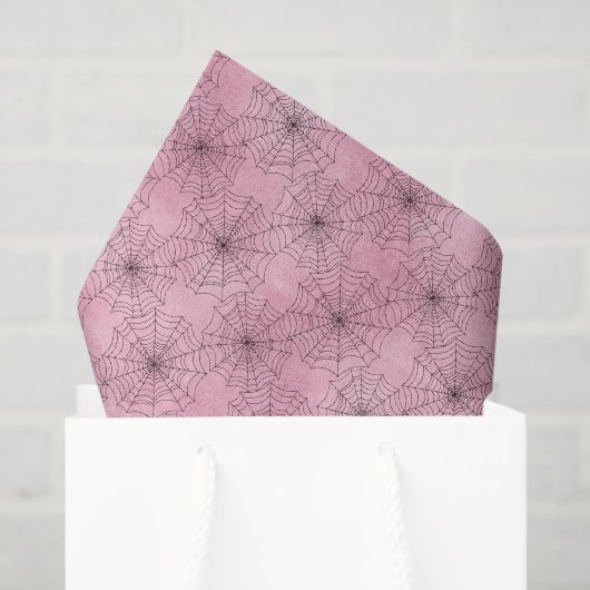 Spooky Pink en Black Spiderweb Tissuepapier (Cadeauzakje)