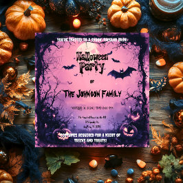 Spooky Pink Halloween Party met pompoenen en vleer Kaart