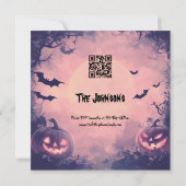 Spooky Pink Halloween Party met pompoenen en vleer Kaart (Achterkant)