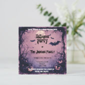 Spooky Pink Halloween Party met pompoenen en vleer Kaart (Staand voorkant)