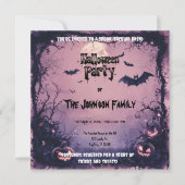 Spooky Pink Halloween Party met pompoenen en vleer Kaart (Voorkant)