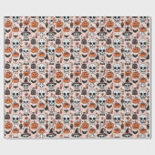 Spooky Pink Halloween thema Tegel Cadeaupapier (Vlak)