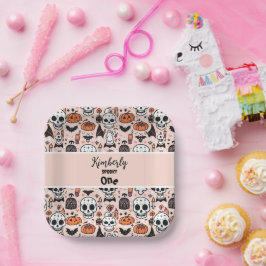 Spooky Pink Halloween thema Tegel Custom Spooky On Papieren Bordje
