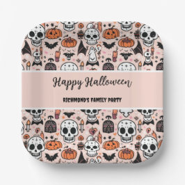 Spooky Pink Halloween thema Tegel Papieren Bordje
