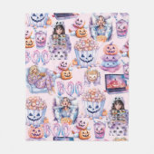 Spooky Pink & Paarse Halloween Fun Fleece Deken (Voorkant)