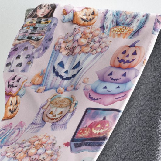 Spooky Pink & Paarse Halloween Fun Fleece Deken