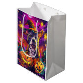 Spooky Pitbull Hond Halloween Heks en Pompoen Medium Cadeauzakje (Voorkant Gekanteld)