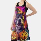 Spooky Pitbull Hond Halloween Heks en Pompoen Schort (Insitu)