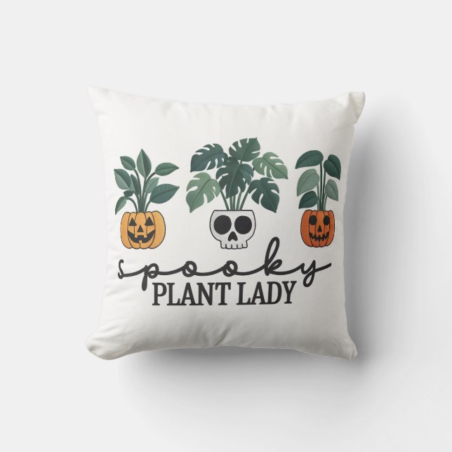 Spooky Plant Lady Halloween Monstera Design Kussen (Voorkant)