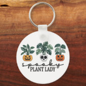 Spooky Plant Lady Halloween Monstera Design Sleutelhanger (Voorkant)