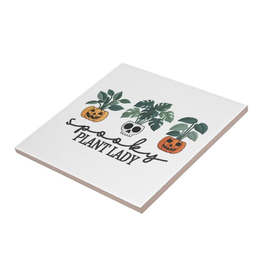 Spooky Plant Lady Halloween Monstera Design Tegeltje (Zijkant)