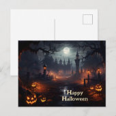 Spooky plek, volle maan, pompoenen, Halloween nach Briefkaart (Voorkant / Achterkant)