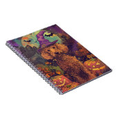 Spooky Poedel Hond Halloween Heks en Pompoen Notitieboek (Rechterzijde)