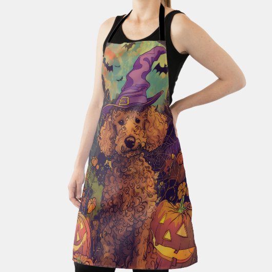 Spooky Poedel Hond Halloween Heks en Pompoen Schort (Insitu)