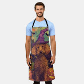 Spooky Poedel Hond Halloween Heks en Pompoen Schort (Gedragen)