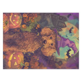 Spooky Poedel Hond Halloween Heks en Pompoen Tafelkleed (Voorkant (Horizontaal))