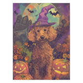 Spooky Poedel Hond Halloween Heks en Pompoen Tafelkleed (Voorkant)