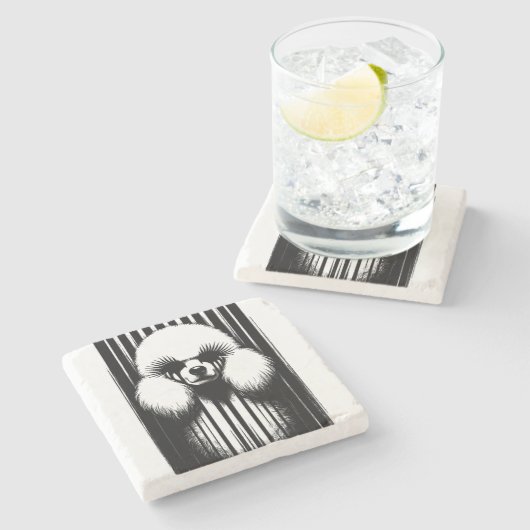 Spooky poedel met grunge esthetiek stenen onderzetter (Zijkant)