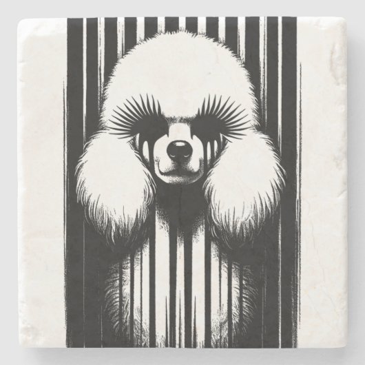 Spooky poedel met grunge esthetiek stenen onderzetter (Voorkant)