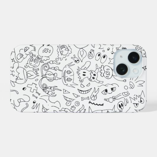 Spooky Pokémon Doodle Case iPhone 15 Case (Achterkant horizontaal)