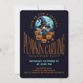 Spooky Pompoen Carving Halloween Party Kaart (Voorkant)