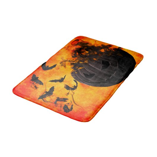 Spooky pompoen en vleermuizen illustratie badmat (Gekanteld)