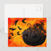 Spooky pompoen en vleermuizen illustratie briefkaart (Voorkant / Achterkant)