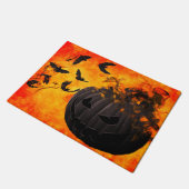 Spooky pompoen en vleermuizen illustratie deurmat (Schuin)