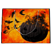 Spooky pompoen en vleermuizen illustratie groot cadeauzakje (Voorkant)