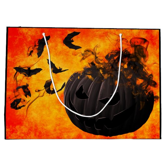 Spooky pompoen en vleermuizen illustratie groot cadeauzakje (Achterkant)