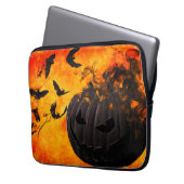Spooky pompoen en vleermuizen illustratie laptop sleeve (Voorkant Links)